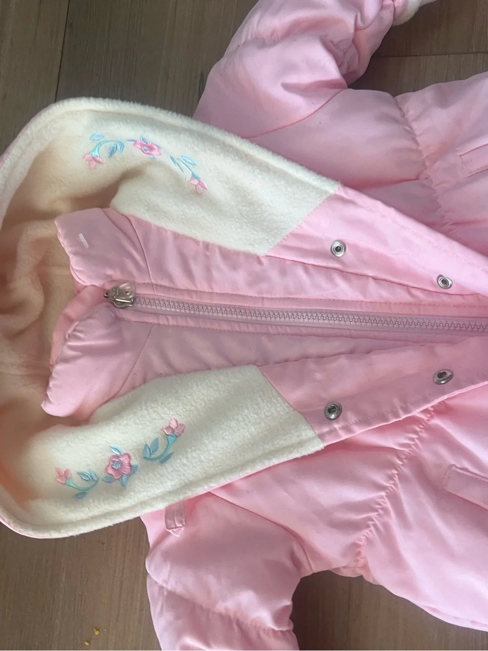Vintage OshKosh Hooded Baby Pink Snowsuit